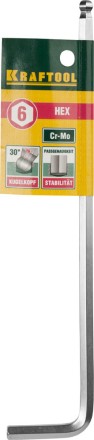Ключ KRAFTOOL &quot;INDUSTRIE&quot; имбусовый, длинный c шариком, Cr-Mo, хромосатинированное покрытие, HEX 6 27437-6 купить в Надыме