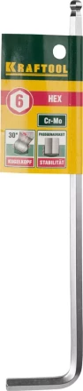 Ключ KRAFTOOL &quot;INDUSTRIE&quot; имбусовый, длинный c шариком, Cr-Mo, хромосатинированное покрытие, HEX 6 27437-6 купить в Надыме