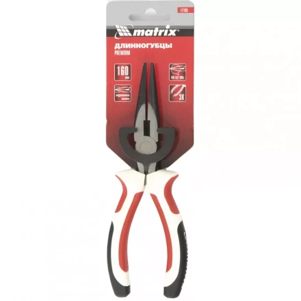 Длинногубцы Premium 200 мм прямые трехкомпонентные рукоятки MATRIX 17187 купить в Надыме