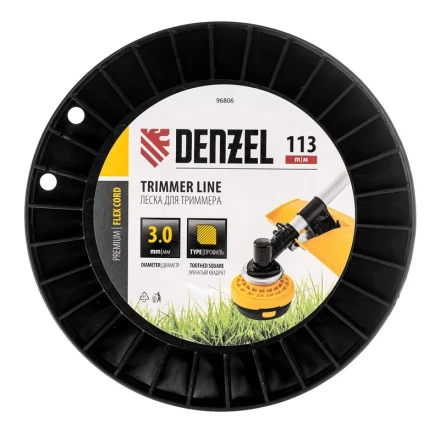 Леска для триммера зубчатый квадрат, 3,0мм х 113м, на DIN катушке FLEX CORD// Denzel 96806 купить в Надыме