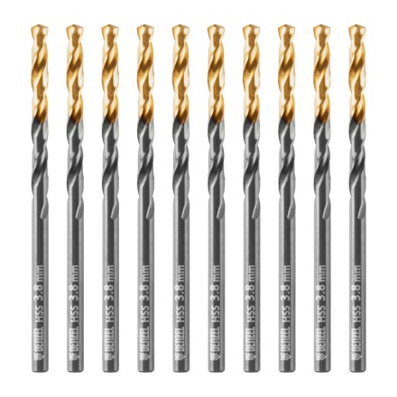 Сверло по металлу, 3,8 мм, HSS-Tin, Golden Tip, 10 шт. Denzel 717208 купить в Надыме