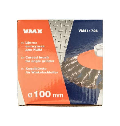 Щетка для УШМ М14/100 мм выгнутая сталь витая VMX 511726 купить в Надыме