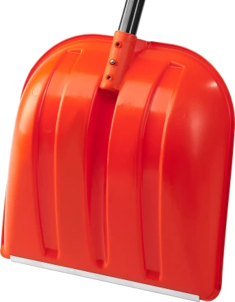 Лопата снеговая пластиковая с алюминиевой планкой, с алюминиевым черенком и V-ручкой, 410мм, оранжевая, СИБИН 421845 421845 купить в Надыме