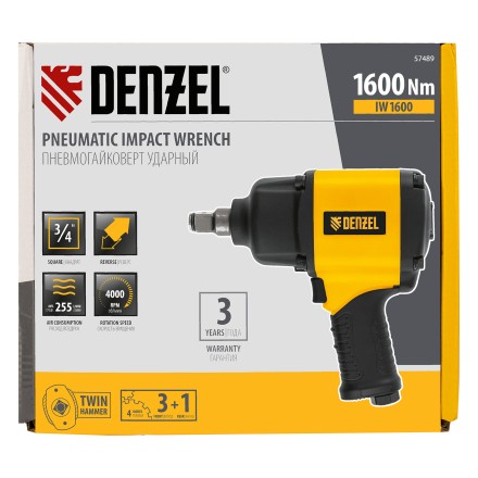 Ударный пневмогайковерт Denzel IW1600 57489, 3/4&quot;, 4000 об/мин, 1600 Нм купить в Надыме