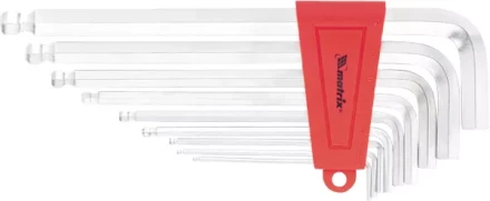 Набор ключей шестигранных имбусовых HEX, 2–12 мм, CrV,  9 шт., экстра-длин, c шаром, сатин  MATRIX 16411 купить в Надыме