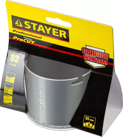 Коронка STAYER "PROFESSIONAL" кольцевая с карбидно-вольфрамовой крошкой, d=83мм 33345-83 купить в Надыме