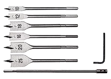 Набор сверл перовых по дереву 10-12-16-18-20-25 мм 6 шт удлинитель 300 мм MATRIX 70406 купить в Надыме