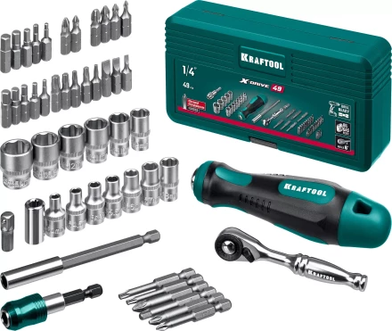 Набор: отвертка-битодержатель X-Drive с битами, торцевыми головками, мини-трещеткой, 25816 купить в Надыме