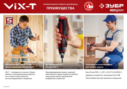 Отвертка-трансформер ViX-T ЗО-ЕМ-3.6 Ли серия МАСТЕР купить в Надыме