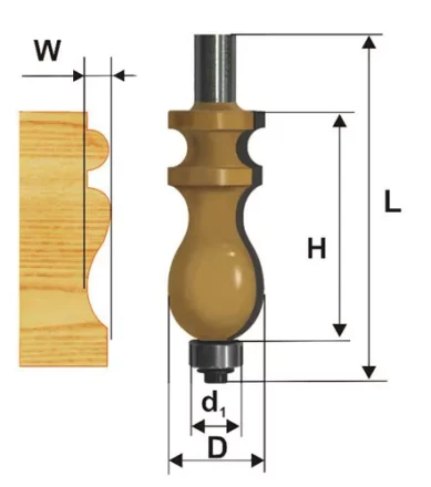 Фреза кромочная фигурная Ф222Х413 мм хвостовик 12 мм 46408 купить в Надыме