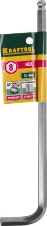 Ключ KRAFTOOL "INDUSTRIE" имбусовый, длинный c шариком, Cr-Mo, хромосатинированное покрытие, HEX 8 27437-8 купить в Надыме