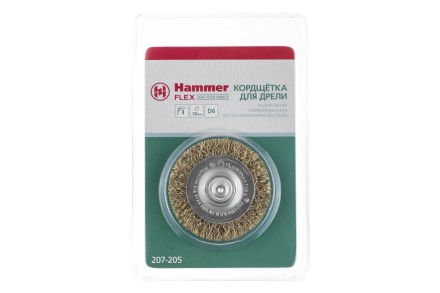 Кордщетка HAMMER плоская 50мм для дрели гофрированная латунированная сталь (207-205) купить в Надыме