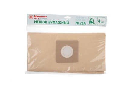 Бумажные мешки HAMMER 233-011 для пылесосов PIL20A (4 шт.) купить в Надыме