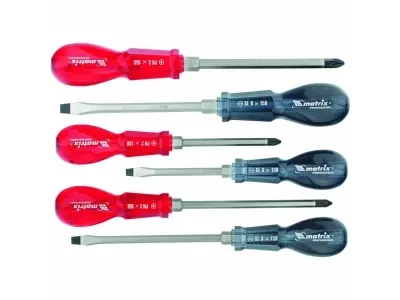 Набор ударных отверток 6штук PH1x75 PH2x100 PH3x150 SL5x75 SL6x100 SL8x150 CrV MATRIX 19113 купить в Надыме