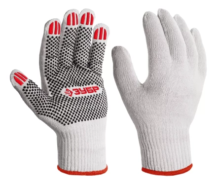 ЗУБР ОПТИМА, М (8), х/б перчатки с ПВХ покрытием (точка), 10 класс (11440-М) купить в Надыме