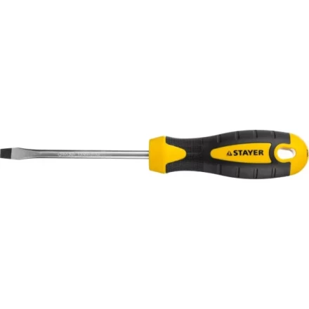 Отвертка STAYER "MASTER" "ТECHNO", двухкомпонентная рукоятка, магнитный наконечник, Cr-V, SL6,0x100мм 2507-06-10_z02 купить в Надыме