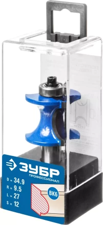 ЗУБР 34.9 x 29 мм, радиус 9.5 мм, фреза полустержневая с подшипником, Профессионал (28722-34.9) купить в Надыме