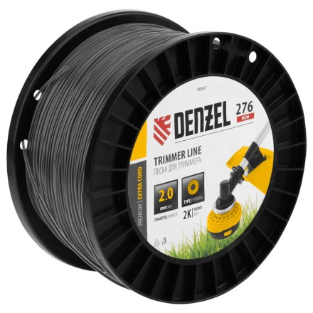 Леска для триммера двухкомпонентная круглая, 2,0мм х 276м, на DIN катушке EXTRA CORD// Denzel 96807 купить в Надыме