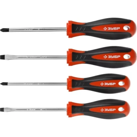 Набор ЗУБР "МАСТЕР": Отвертки, Cr-v, эргономичная двухкомпонентная рукоятка, 4шт 25065-H4_z03 купить в Надыме