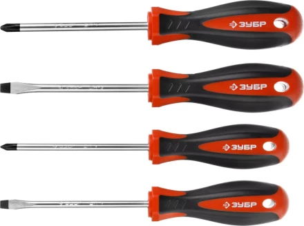 Набор ЗУБР "МАСТЕР": Отвертки, Cr-v, эргономичная двухкомпонентная рукоятка, 4шт 25065-H4_z03 купить в Надыме
