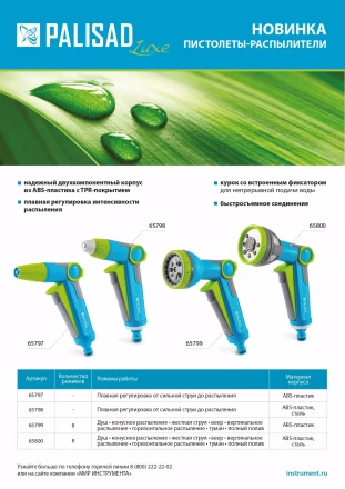 Пистолет-распылитель Palisad, регулируемый, с курком, Luxe 65797 купить в Надыме