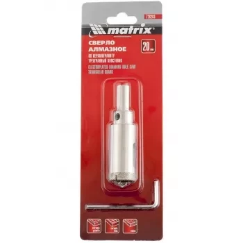 Сверло алмазное по керамограниту 20 х 67 мм 3-гранный хвостовик MATRIX 726203 купить в Надыме