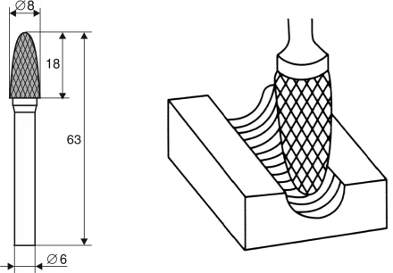 Борфреза Аркоподобная закругленная F 6х8 Энкор 21708 купить в Надыме