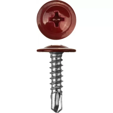 Саморезы ЗУБР с прессшайбой и сверлом по листовому металлу до 2мм, окрашенные в RAL-3005, PH2, 4,2х16мм, 500шт 300211-42-016-3005 купить в Надыме
