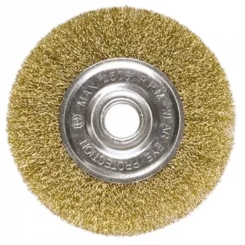 Щетка для УШМ, 175 мм, посадка 22,2 мм, плоская, латунированная витая проволока MATRIX 74666 купить в Надыме