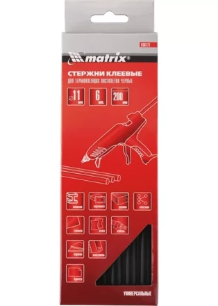 Стержни клеевые, чёрный, 11*200мм, 6 шт./упак. MATRIX 930721 купить в Надыме