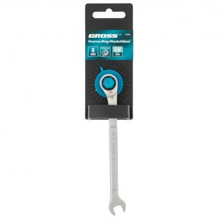 Ключ комбинированный трещоточный 8 мм количество зубьев 100 Gross 14846 купить в Надыме