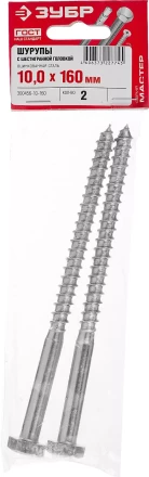 Шурупы ЗУБР "МАСТЕР" с шестигранной головкой, оцинкованные, 10x160мм, 2шт 300456-10-160 купить в Надыме
