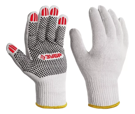 ЗУБР ОПТИМА, L (9), х/б перчатки с ПВХ покрытием (точка), 10 класс (11440-L) купить в Надыме