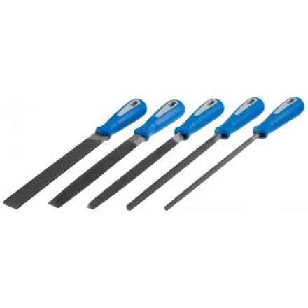 Набор ЗУБР: Напильники "ПРОФЕССИОНАЛ" с двухкомп ручкой, плоский, полукруглый, трехгранный, квадратный, круглый, №2, 200мм 16651-20-H5 купить в Надыме