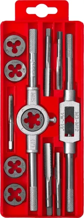 Набор ЗУБР "МАСТЕР" с металлореж. Инстр., метчики однопроходные и плашки М6-М12, оснастка - в пластиковом боксе, 12пред. 28121-H12 купить в Надыме