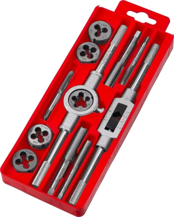 Набор ЗУБР "МАСТЕР" с металлореж. Инстр., метчики однопроходные и плашки М6-М12, оснастка - в пластиковом боксе, 12пред. 28121-H12 купить в Надыме
