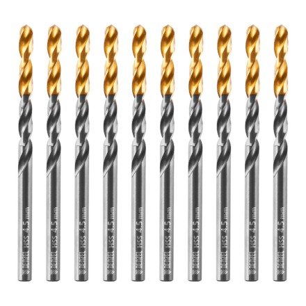 Сверло по металлу, 4,5 мм, HSS-Tin, Golden Tip, 10 шт. Denzel 717211 купить в Надыме