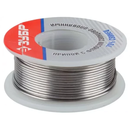 Припой ЗУБР оловянно-свинцовый, 30% Sn / 70% Pb, 100гр 55422-100 купить в Надыме