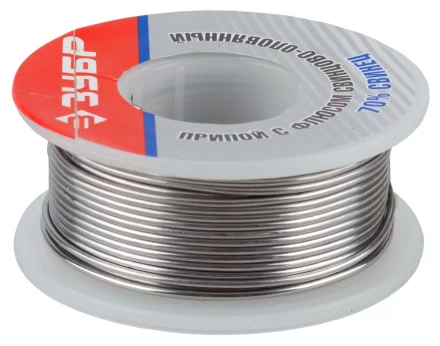 Припой ЗУБР оловянно-свинцовый, 30% Sn / 70% Pb, 100гр 55422-100 купить в Надыме