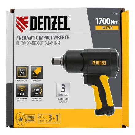 Ударный пневмогайковерт Denzel IW1700, 3/4&quot;, 8500 об/мин, 1700 Нм 57488 купить в Надыме