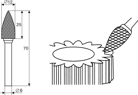 Борфреза Аркоподобная заостренная G 6х12 Энкор 21713 купить в Надыме