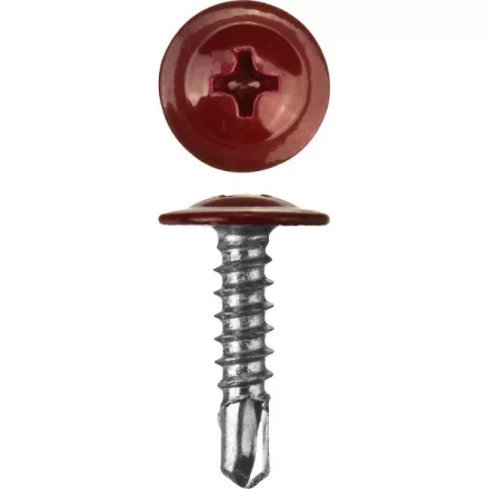 Саморезы ЗУБР с прессшайбой и сверлом по листовому металлу до 2мм, окрашенные в RAL-3005, PH2, 4,2х19мм, 450шт 300211-42-019-3005 купить в Надыме