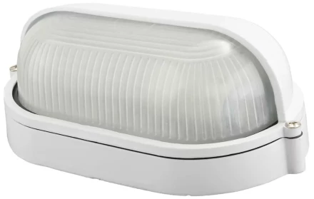Светильник уличный СВЕТОЗАР влагозащищенный с верхним защитным кожухом, овал, цвет белый, 60Вт SV-57211-W купить в Надыме
