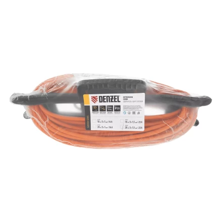 Удлинитель-шнур силовой Denzel Garden Series, ПВС, 20м, 1 розетка 3 x 1,5 мм, 3 м 37408 купить в Надыме