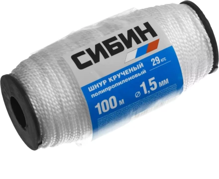 Шнур кручёный полипропиленовый СИБИН, диаметр - 1,5 мм, длина - 100 м (катушка), 29 кгс 50528 купить в Надыме