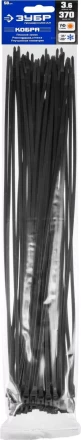 Кабельные стяжки черные КОБРА, с плоским замком, 3.6 х 370 мм, 50 шт, нейлоновые, ЗУБР 30935-36-370 купить в Надыме