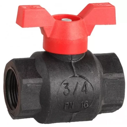 Кран шаровой ЗУБР полнопроходной "мама-мама", бабочка, пластиковый корпус, 3/4" 4-51523-P-3/4 купить в Надыме