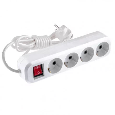 Удлинитель бытовой с заземлением и выключателем 2 м 4 розетки 10 A серия УХз10 Denzel 95975 купить в Надыме