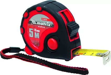 Рулетка Status 3 fixations 5 м х 19 мм двухкомпонентный корпус 3 фиксации ленты  MATRIX 31034 купить в Надыме