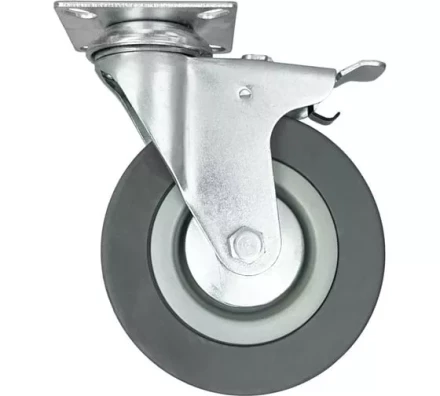 Аппаратное поворотное колесо с тормозом HITCH 100*25 резина серая SCgb42 (SZ084838) купить в Надыме